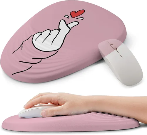 Vista 14 de Alfombrilla ergonómica para mouse con soporte de muñeca, reposamuñecas de espuma viscoelástica para aliviar el dolor y túnel carpiano, base 03