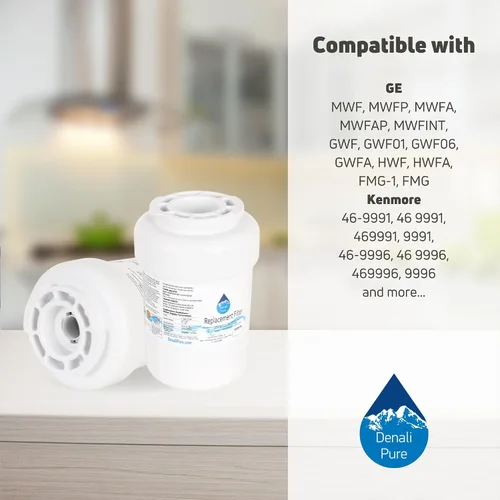 Vista 9 de Paquete de 2 filtros de agua de repuesto para refrigerador Hotpoint HSS25GFTGWW, compatible con Hotpoint MWF, cartucho de filtro de agua para nevera