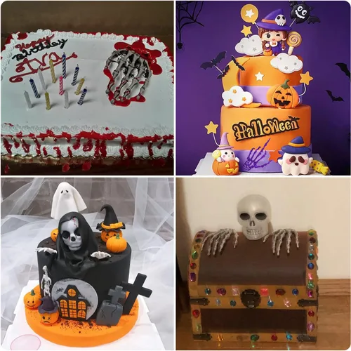 Vista 9 de Zixiang Moldes de silicona para Halloween, manos de esqueleto, para decoración de pasteles, pasta de goma de chocolate, arcilla polimérica
