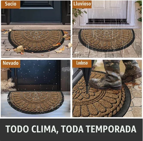 Vista 6 de Alfombra para Puerta Frontal Interior Exterior, Alfombra de Entrada Semicircular, Alfombra de Puerta de Goma Antideslizante Resistente de Medio