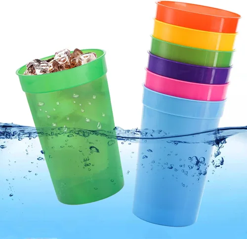 Vista 3 de Fasmov Paquete de 30 vasos de plástico de 16 onzas, vasos de plástico en blanco, reutilizables, para fiestas, eventos, marketing, bodas, coloridos
