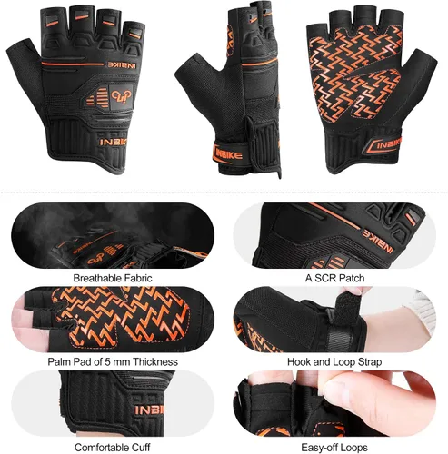 Vista 7 de INBIKE Cycling Gloves Bike Glove Anti Slip Shock Absorbing Adjustable Breathable Padded MTB Racing Sports Gloves