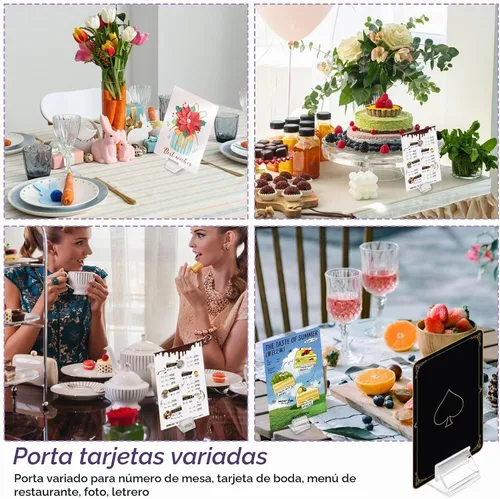 Vista 4 de 72 soportes de plástico para tarjetas de juego, número de mesa, soporte para tarjetas de visita de acrílico transparente, bricolaje para exhibir
