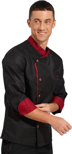 Vista 2 de Abrigo de chef unisex para hombre, chaqueta de chef de trabajo de doble botonadura