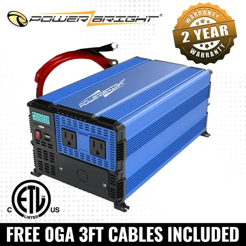 Vista 8 de PowerBright Inversor de corriente de 3000 vatios, convertidor de 12 V CC a 120 V CA para RV, camión, inversor fuera de la red, inversor de automóvil