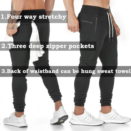 Vista 3 de AOTORR Pantalones deportivos de entrenamiento para hombre, pantalones deportivos para correr, pantalones deportivos casuales con bolsillos