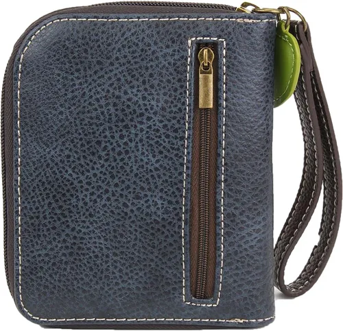 Vista 2 de CHALA Cartera con cremallera alrededor, pulsera, 8 ranuras para tarjetas de crédito, piel sintética resistente