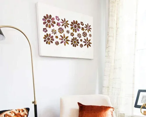 Vista 4 de DLY LIFESTYLE Plantilla Boho – Flores pequeñas – 7 x 7 pulgadas – Arte y manualidades – Lienzo, papel, tela, paredes, muebles
