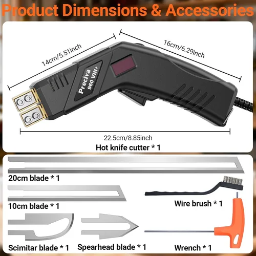Vista 6 de Preciva Cortador de espuma de cuchillo caliente con pantalla digital, kit de herramientas de corte de espuma eléctrica, base de cobre puro, 20