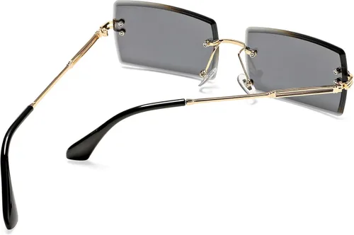 Vista 90 de Gafas de sol rectangulares para hombres/mujeres, gafas de sol pequeñas sin montura cuadrada