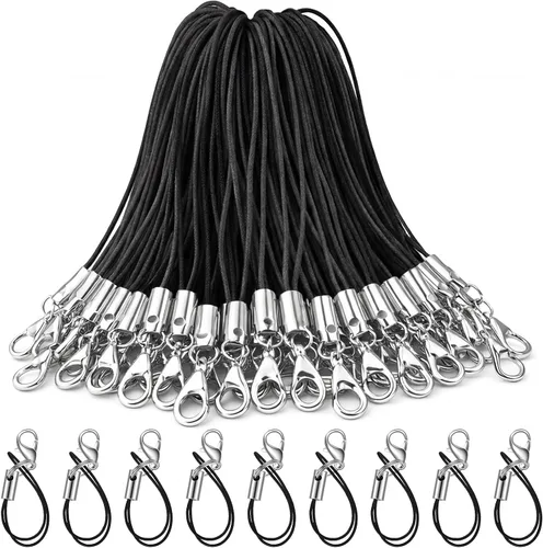 Vista 8 de Flutesan 50 piezas de cordones con cierre de langosta, correa con cierre, dije en forma de lazo, cordón lariat, mini correa en forma de lazo para 9