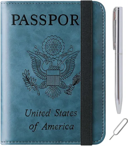 Vista 10 de LOHASLIFE Soporte para pasaporte para viajes, cartera con bloqueo RFID para 116#Negro