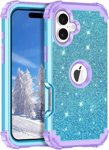 Vista 9 de LONTECT Funda para iPhone 15 Plus con purpurina brillante 3 en 1, a prueba de golpes, resistente, híbrida, resistente, funda protectora de alto