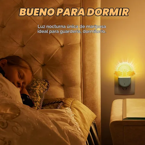 Vista 5 de Rossesay - 2 luces de noche arcoíris para niños, enchufables a la pared, 8