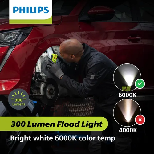 Vista 4 de Philips Xperion 6000 Luz de trabajo LED recargable de bolsillo, linterna de mano profesional de 300 lúmenes con base magnética y gancho