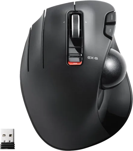 Vista 10 de ELECOM EX-G Ratón de Trackball para zurdos, inalámbrico USB de 2.4 GHz, ergonómico, control de pulgar, bola de rodillo de seguimiento, 6 botones