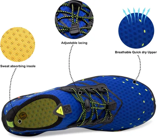 Vista 3 de Teemie Zapatos de agua para hombres y mujeres, secado rápido, calcetines acuáticos para exteriores, zapatos deportivos