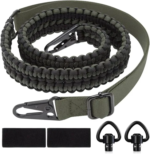 Vista 10 de VVAAGG Correa de 2 Puntos QD Ajustable de 550 Paracord con Gancho de Metal y Giratorias de Correa QD para Caza