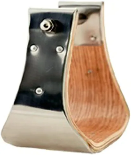 Vista 4 de HILASON Horse Bell Stirrups 2 in Stainless Steel Oak Wood