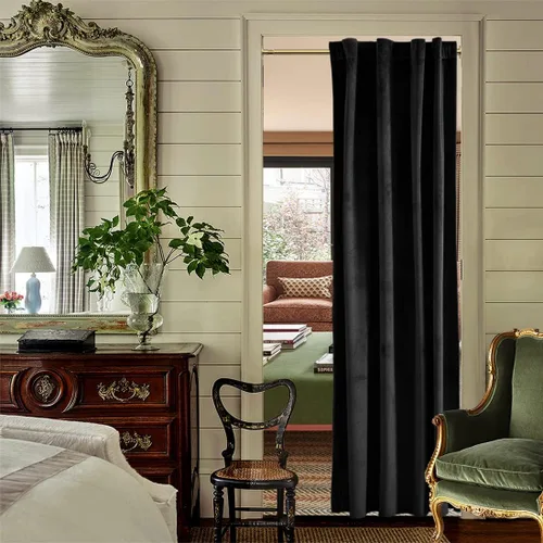 Vista 8 de XTMYI Paneles de Cortinas de Puerta Opacas de Terciopelo para Dormitorio, Aislamiento Térmico de Invierno Cálido con Pestaña Trasera y Bolsillo
