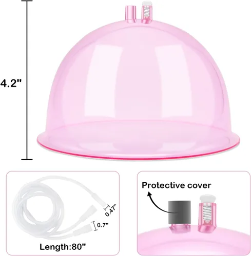 Vista 5 de weiwei Copas de terapia de vacío de glúteos en forma de L, ventosas en forma de trasero, 6.1 fl oz, accesorios para máquina de ventosas al vacío