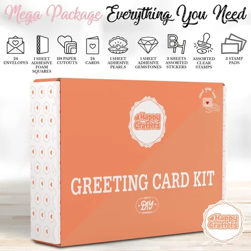 Vista 7 de Kits de fabricación de tarjetas para adultos y niños, 24 tarjetas de felicitación en blanco y sobres con suministros y juego de sellos, juego