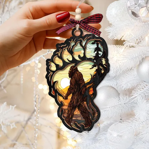 Vista 6 de Adorno de Pie Grande: regalo perfecto para Navidad, tesoros únicos de pie grande para exhibición de árbol de Navidad, atractivo adorno de Sasquatch