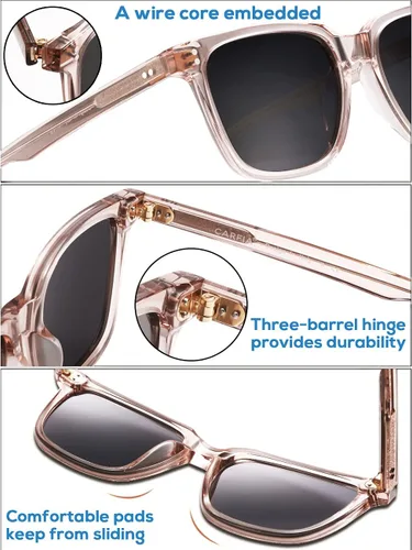 Vista 4 de Carfia Chic - Lentes de sol polarizados para mujer, protección UV400, marco de acetato pulido a mano