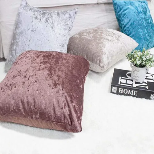 Vista 4 de Jizzr Paquete de 2 fundas de almohada decorativas de terciopelo aplastado con hielo suave y de color sólido, fundas de almohada cuadradas para sofá