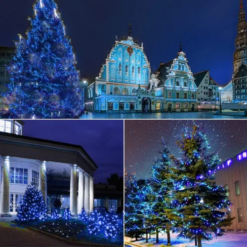 Vista 7 de 70 luces LED C6 de Navidad, 35.5 pies, color azul, para exteriores/interiores, grado comercial, impermeables para fiestas, certificación UL