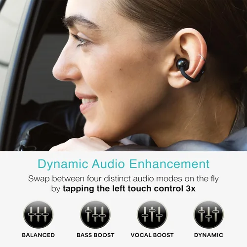 Vista 7 de MEE audio Pebbles Air Open Ear True Wireless - Auriculares Bluetooth 5.3 ligeros con micrófono y reducción de ruido de llamadas para gimnasio