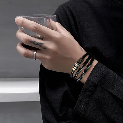 Vista 26 de Pulsera de cuero para hombre (mahua/matikou/yuanquan/8 Infinity)