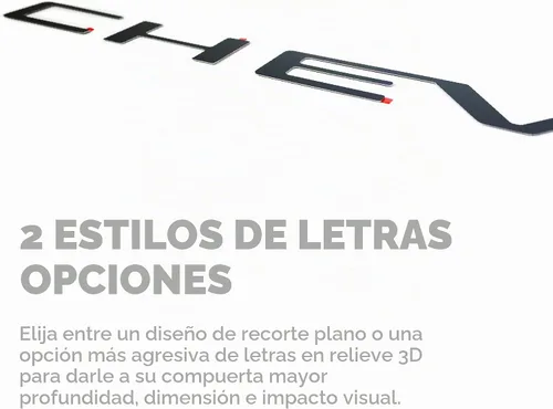 Vista 6 de Kit de letras para puerta trasera Putco Chevrolet - Acero inoxidable - Letras cortadas - Compatible con Chevy Silverado 2019-2026
