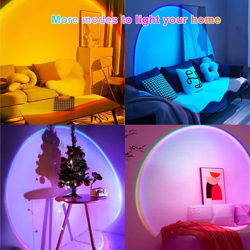 Vista 9 de Lámpara de proyección de puesta de sol con APP y control por botón, luz de proyección multicolor cambiante, lámpara de luz solar para dormitorio