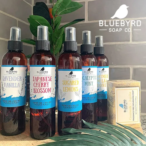 Vista 6 de Bluebyrd Soap Co. Perfume de eucalipto y menta para el cabello Niebla para el cabello perfumada relajante sin peso Sin alcohol, sin parabenos
