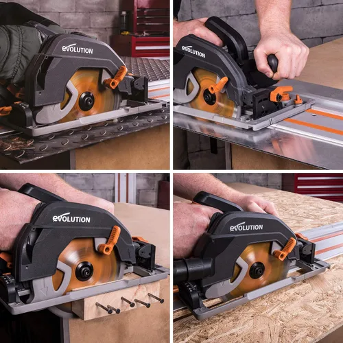 Vista 5 de Evolution Power Tools R185CCSX - Kit de sierra circular de pista multimaterial con pista de 40 pulgadas incluida, hoja TCT incluida, corta madera