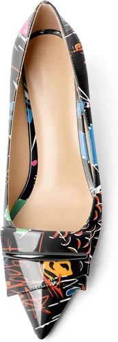 Vista 3 de Eldof Tacones de cuña bajos para mujer, zapatos de tacón de cuña con lazo de 2 pulgadas, zapatos de vestir para fiestas, bodas y noches