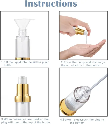Vista 6 de Juego de viaje con botella de bombeo al vacío dorada sin aire con caja, botella de bombeo al vacío recargable para cosméticos como jabón de manos