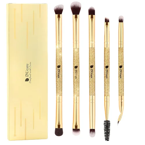 Vista 10 de DUcare Brochas de maquillaje Duo End Foundation Powder Buffer y Contour Brush Herramientas cosméticas sintéticas 2 piezas 2 piezas de crema
