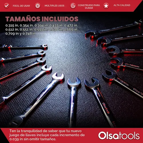 Vista 2 de Olsa Tools Juego de llaves de trinquete de cabeza flexible de 120 dientes 12 piezas - métrico