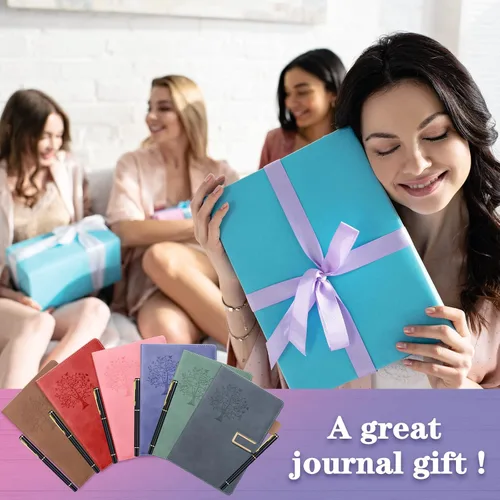 Vista 7 de Xinnun Juego de 6 cuadernos de escritura recargables del árbol de la vida para mujeres y hombres, juego de regalo de bolígrafo y cuaderno