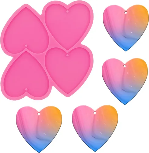 Vista 12 de 2 moldes de silicona de resina de corazón de 20 cavidades mini corazones de resina epoxi molde de fundición para joyería y colgantes, bricolaje