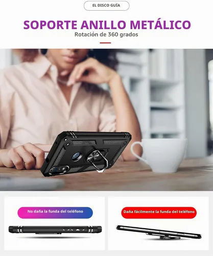 Vista 5 de Funda para Motorola Moto E 2020 con [2 unidades] Protector de pantalla de cristal, para Moto E 2020, funda resistente a prueba de golpes