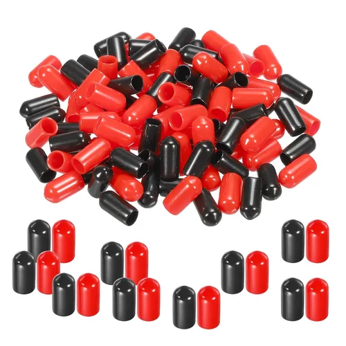 Vista 32 de MECCANIXITY 50 unids tapas de goma Surtido de 0.079 in PVC vinilo tornillo rosca protector para tornillo tornillo negro rojo