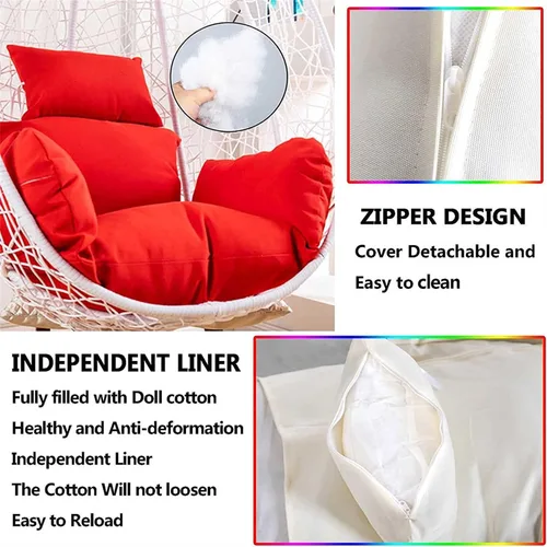Vista 4 de Cojín para silla con columpio, impermeable, suave, para colgar huevos, para patio, con almohada, para interiores y exteriores