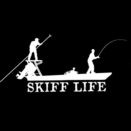 Vista 6 de Skiff Life Calcomanías de pesca impermeables con protección UV para lancha tipo lancha (Negro, sin vida de skiff)