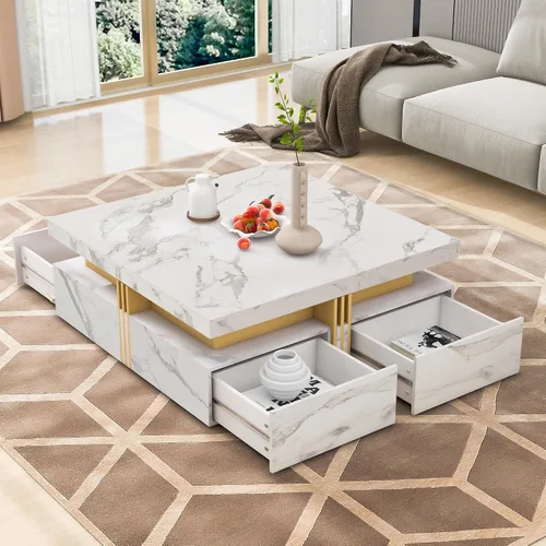 Vista 13 de RUNNA Mesa de centro elevable, mesa de centro elevable con 1 cajón de almacenamiento y estante, sofá de madera ajustable para té, mesa de centro