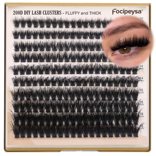 Vista 6 de Racimos de Pestañas de Volumen Completo DIY Extensión de Pestañas 10-18MIX Racimos de Pestañas Curvadas en D 200D Pestañas Individuales Onduladas