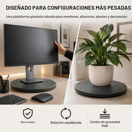 Vista 5 de Tocadiscos Lazy Susan de 16 pulgadas, rodamientos giratorios de bolas de acero resistentes - Soporte de base plana