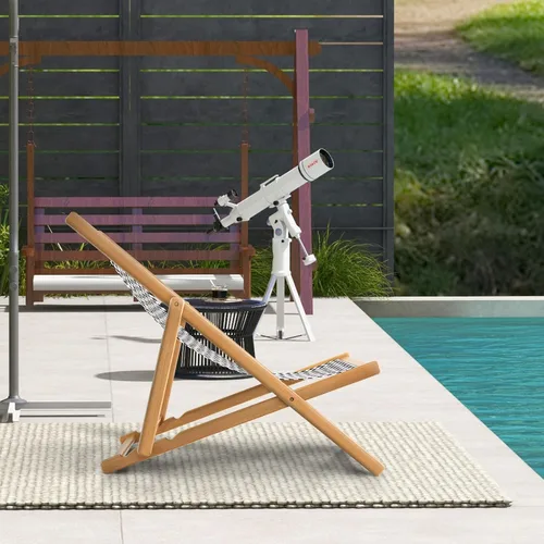 Vista 7 de Giantex Silla de camping plegable para patio – Silla de exterior con 3 posiciones ajustables, lona transpirable, silla de bambú para exterior